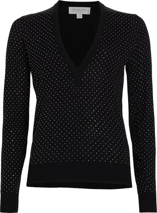 Studded V-Neck Sweater