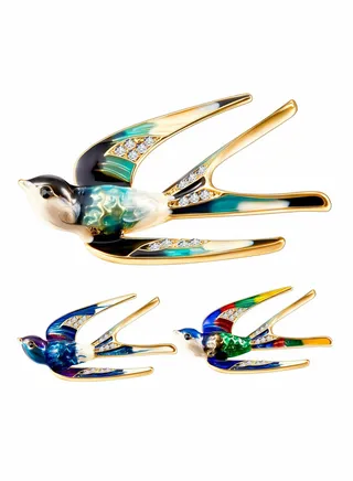 3 Pieces Crystal Swallow Brooch Lovely Bird Lapel Pin, Women Brooch Set Crystal Pin, Enamel Pin 