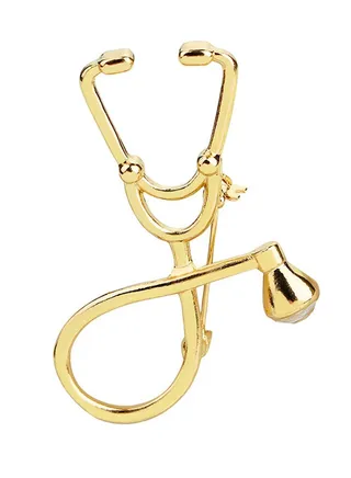Stethoscope Shaped Rhinestone Inlay Clothes Brooch 