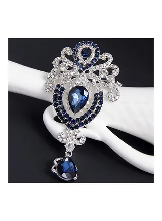 Women's Luxury Crown Waterdrop Crystal Rhinestone Brooch Pin Costume Accessory 