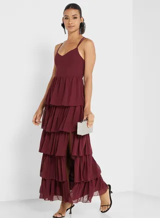 Ruffle Layer Strapy Dress 