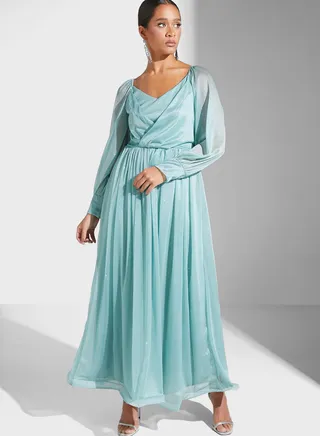 Ruched Detail Shimmer Dress 