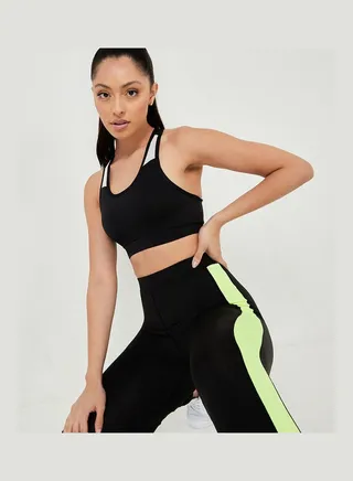 Racerback Contrast Strap Detail Sports Bra 