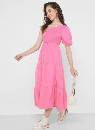 Urban Minx One Shoulder Tiered Dress