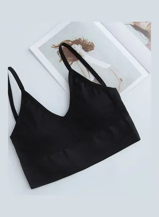 Solid Push Up Sports Bra Black 