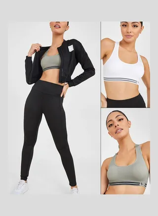 Pack of 2 Double Stripe Underband Active Sports Bra 