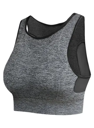 Quick Dry Shockproof Splice Sports Bra Grey 