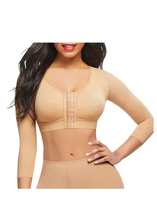 Women's Sports Bra Wireless Front Buckle Yoga Bra Arm Compression Sleeves Upper Shapers Slimmer Post Surgery Posture Corrector Shapewear Tops L Size 