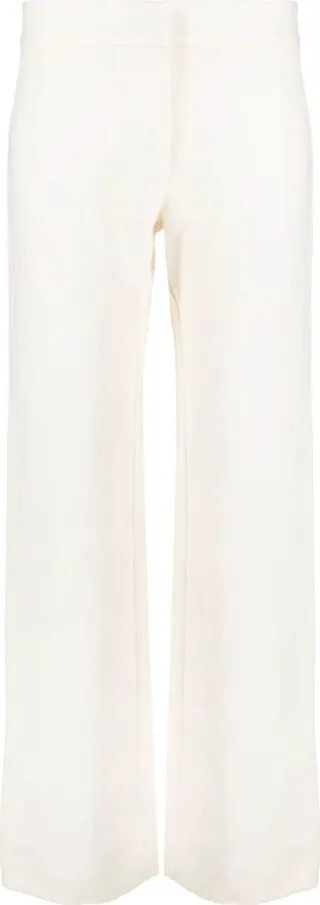 Linen Mid-Rise Straight-Leg Trousers