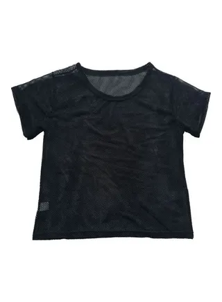 Breathable Mesh Yoga Tops Short Sleeves Running Sport Fitness T-Shirt Black 
