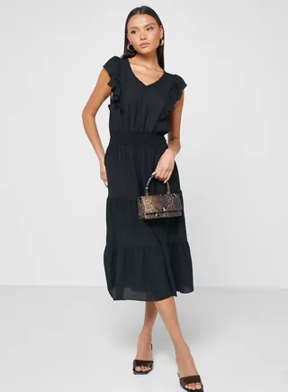Ruffle Sleeve Tiered Dress
