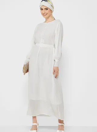 Puff Sleeve Chiffon Dress 