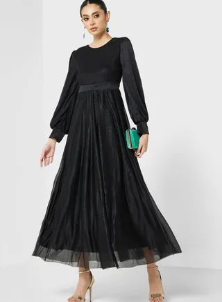 Puff Sleeve A-Line Dress 
