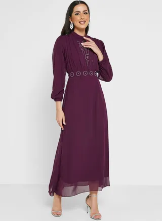 Embellished Drape Detail Dress 