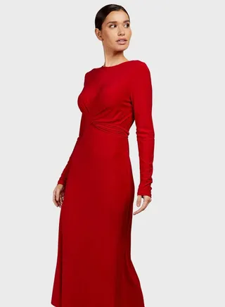 Crew Neck Wrap Dress 