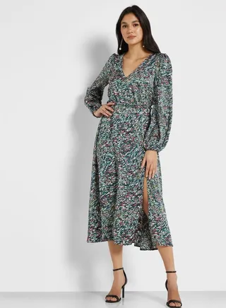 V-Neck Printed Dress 
