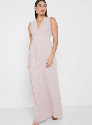 Surplice Neck Pleated Dress