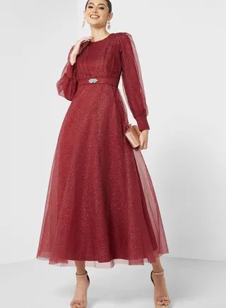 Puff Sleeve A-Line Dress
