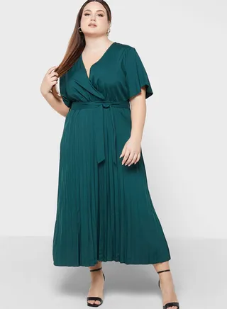 Pleated Wrap Dress 