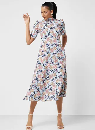 Printed Pocket Detail Dress 