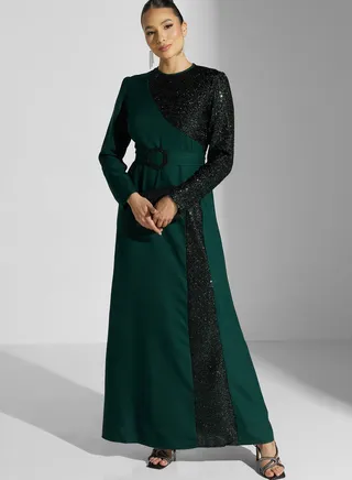 Shimmer Detail A-Line Dress 