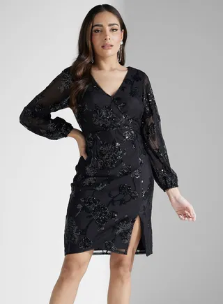 V-Neck Lace Detail Dress