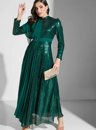 Chiffon Overlap Shimmer Dress 