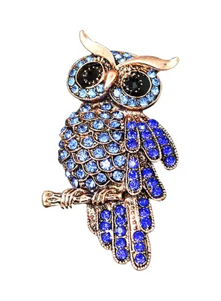 Owl Inlaid Rhinestone Hollow Brooch Pin 