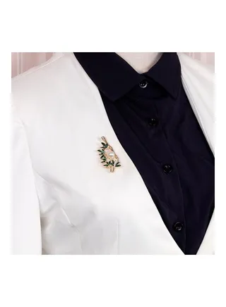 AL269-A Exquisite Bamboo Painting Oil Pearl Brooch 