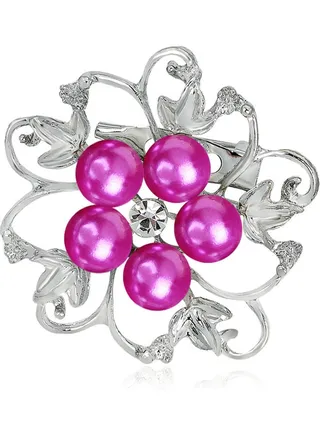 Fashionable Alloy Crystal Pearl Bead Inlay Brooch 