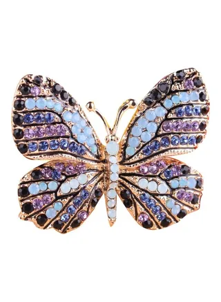 Alloy Stone Studded Butterfly Brooch 
