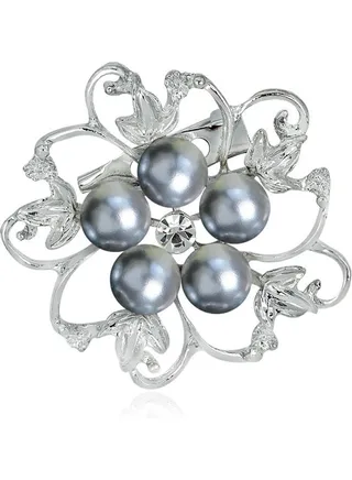 Fashionable Alloy Crystal Pearl Bead Inlay Brooch 