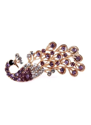 Rhinestone Studded Peacock Shaped Brooch 