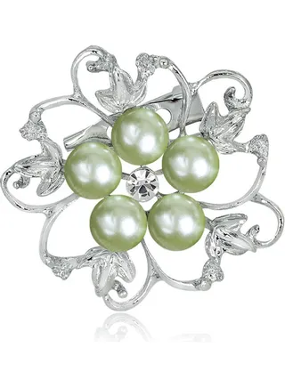 Fashionable Alloy Crystal Pearl Bead Inlay Brooch 