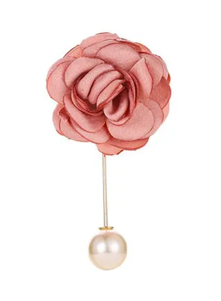 Camellia Flower Corsage Boutonniere Imitation Pearl Bride Brooch 