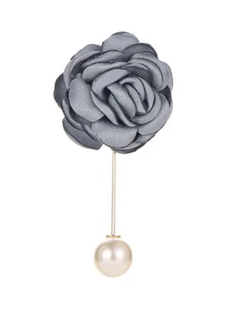 Camellia Flower Corsage Boutonniere Imitation Pearl Bride Brooch 