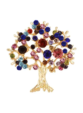 Tree Design Brooch With Rhinestone 