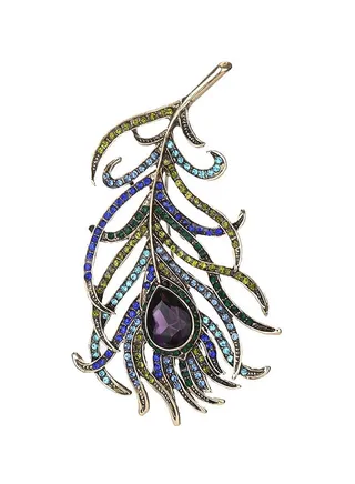 Dazzling Peacock Feather Alloy Brooch 
