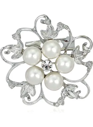 Fashionable Alloy Crystal Pearl Bead Inlay Brooch 