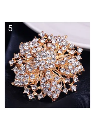 Rhinestones Round Blossom Flower Crystal Brooches Pin 