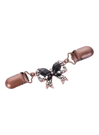 Stone Studded Bow Designed Brooch 