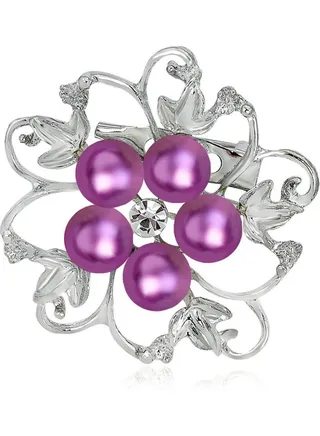 Fashionable Alloy Crystal Pearl Bead Inlay Brooch 