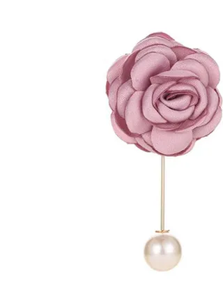 Camellia Flower Corsage Boutonniere Imitation Pearl Bride Brooch 