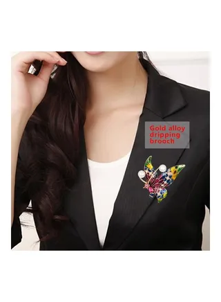 Butterfly Alloy Pearl Drip Oil Brooches Pin 