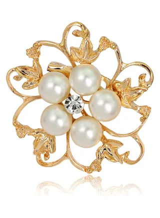 Fashionable Alloy Crystal Pearl Bead Inlay Brooch 