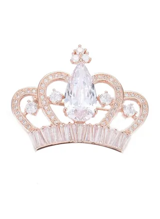 Crown Design Brooch With Rhinestone 