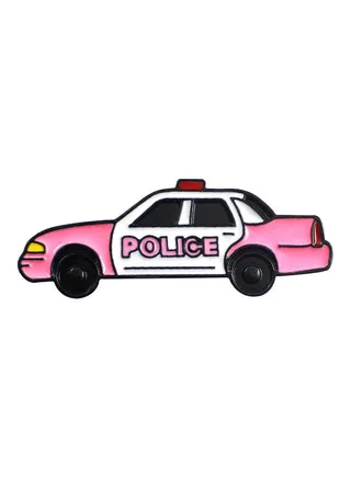 1-Piece Cartoon Police Car Enamel Brooch Pin 