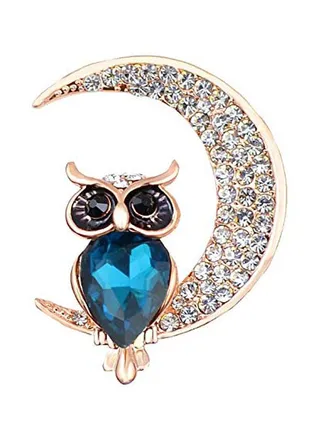 Alloy Owl Designed Stone Studded Brooch 