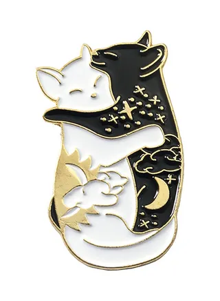 Hugging Cat Design Brooch Pin 