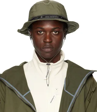 and wander Khaki JQ Tape Bucket Hat